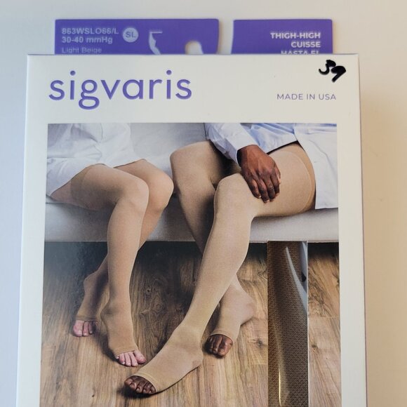 Sigvaris Medical Compression Hosiery / Thigh-High / SL / Light Beige / 863WSLO66 - Picture 1 of 5